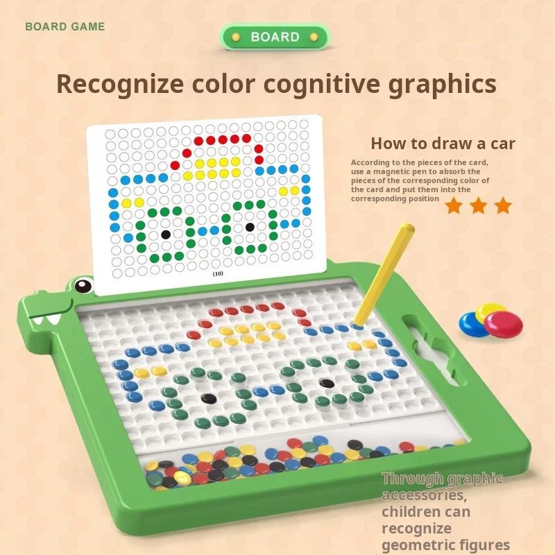 New Kids Magnetic Beads Doodle Board%^% with Puzzle Pen Drawing Toys__ for Children 3-8 yearsMontessori Game Education Gift