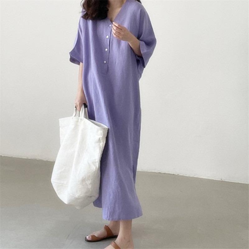 Loose Short Sleeve Long Shirt Dress