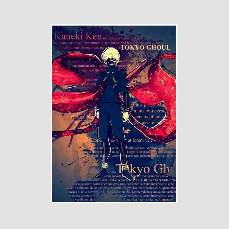 Bílý papír Plakáty a tisky Tokyo Ghoul Klasické japonské anime Nástěnné umění Malba Plakátová nástěnná malba Obrázek Manga Dárek pro fanoušky Pokojová dekorace Domácí dekorace