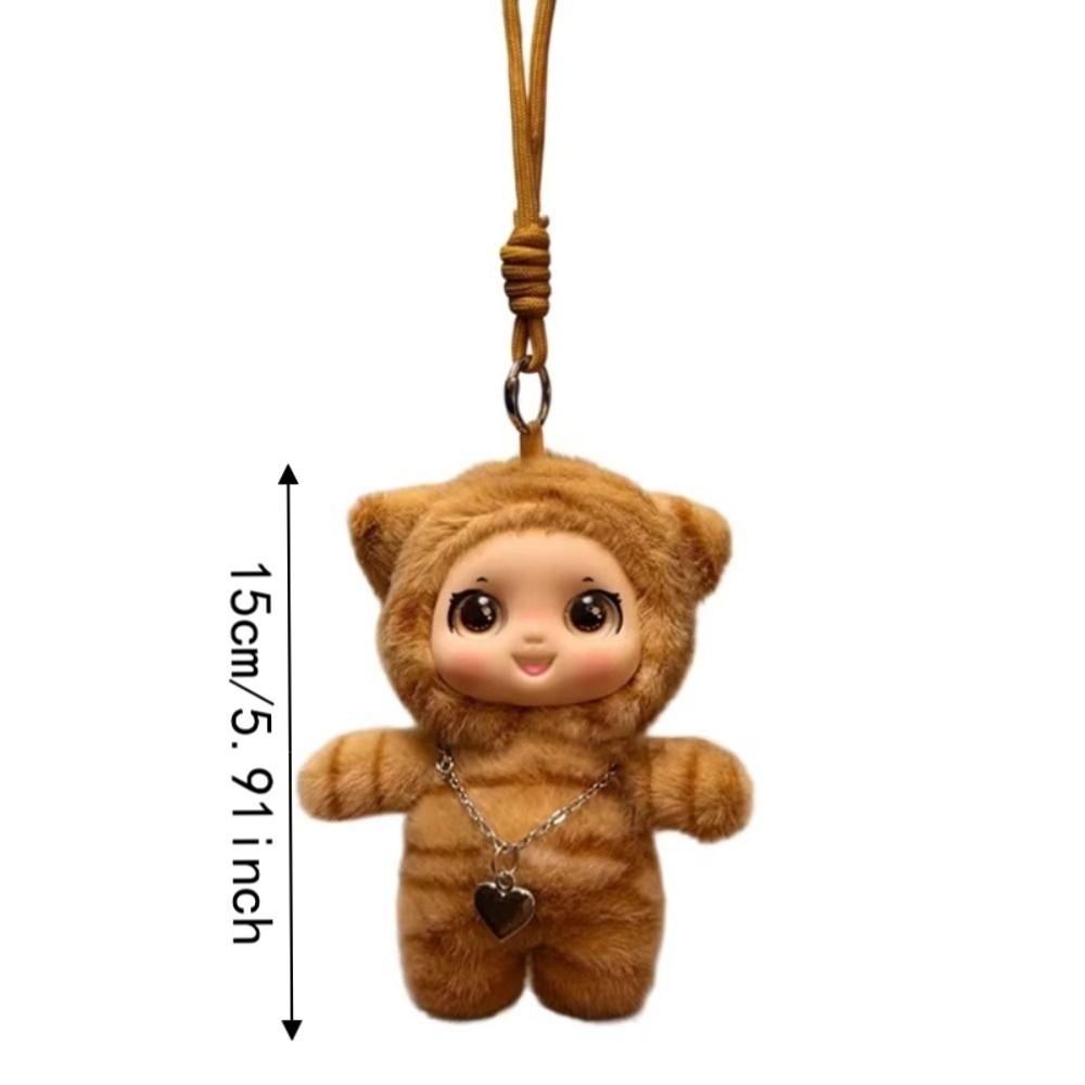 Keychain Vinyl Face Plush Doll Bag Charm Vinyl Doll Toy Leopard Stuffed Pendant Girls Women