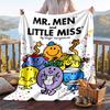 Warm Flannel Blanket Mr. Men & Little Miss Pattern, Lightweight Comfortable Throw Blanket for Bed Sofa Use