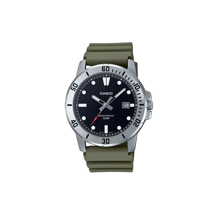 Casio Series 50M Waterproof Quartz Movement Resin Strap Watch Men watches Black MTP-VD01-3EV Black Dial