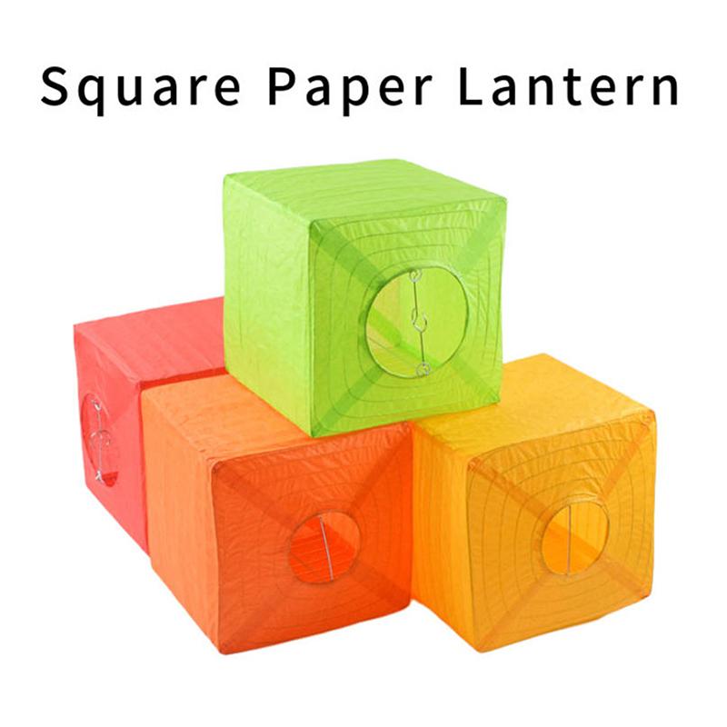 Hand-Painted Square Paper Lanterns Diy Foldable Hanging Decor Without Candles For Indoor/Outdoor Parties, Weddings, Home Garden