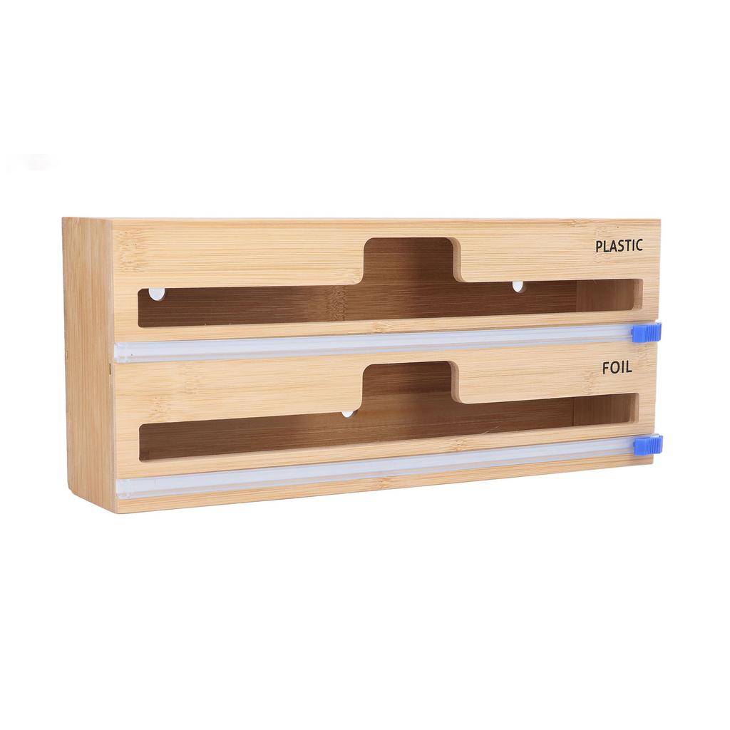 Plastic Wrap Dispenser Natural Bamboo Food Grade Easy Operation Durable Aluminum Foil Dispenser