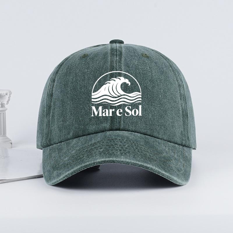 

Mare Sol Логотип Волны Печать Стирка Бейсболка Мягкая, Удобная, Дышащая, Регулируемая Ретро Морской Стиль, Расслабленный Повседневный Мод армия зеленый