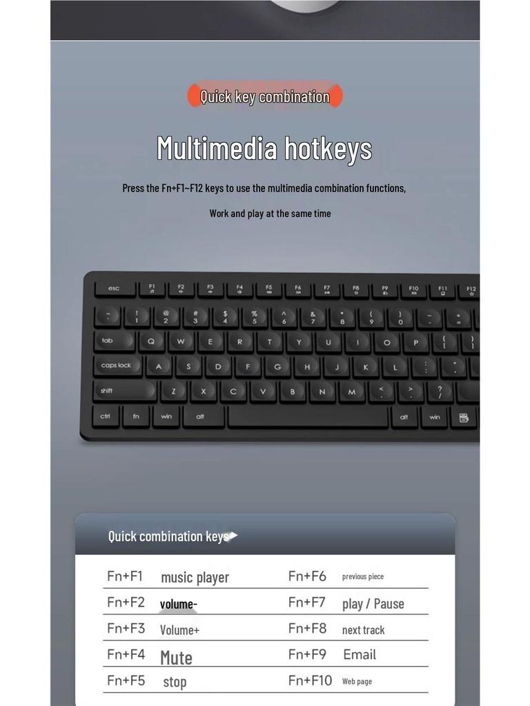 Universal Quiet Wireless Keyboard and Mouse Set for Laptop and Desktop