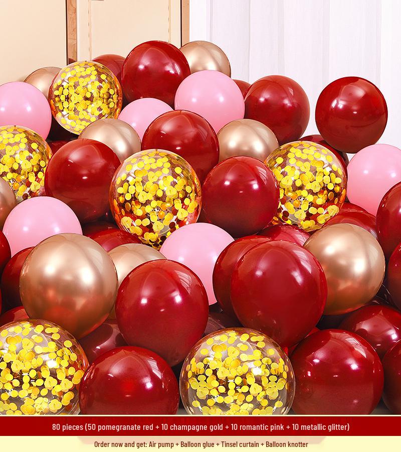 Red Wedding Balloons: Romantic Bedroom & Living Room Decor, Photo Props, Wedding Scene Setup
