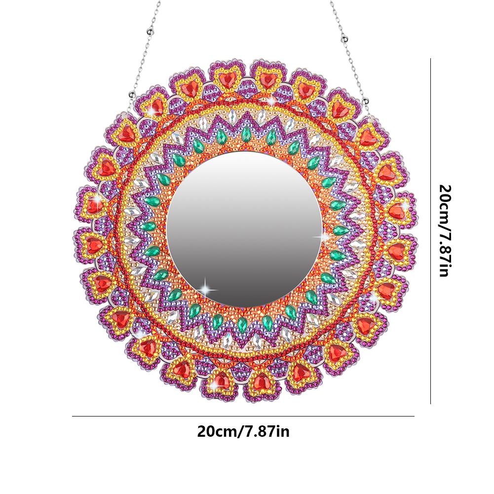DIY Round Diamond Painting Mirror Mandala Diamond Embroidery Mosaic Cross Stitch Makeup Mirror Bedroom Home Decoration Gifts