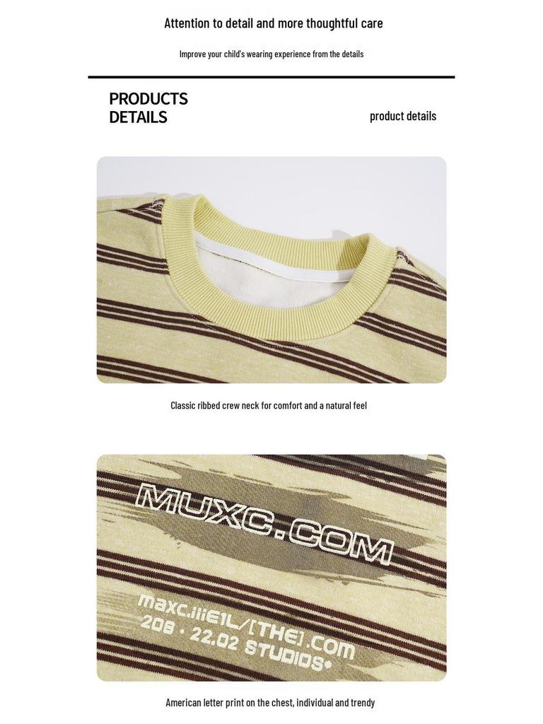 Boys' Yellow Striped Fleece-Lined Sweatshirt - Autumn/Winter 2025