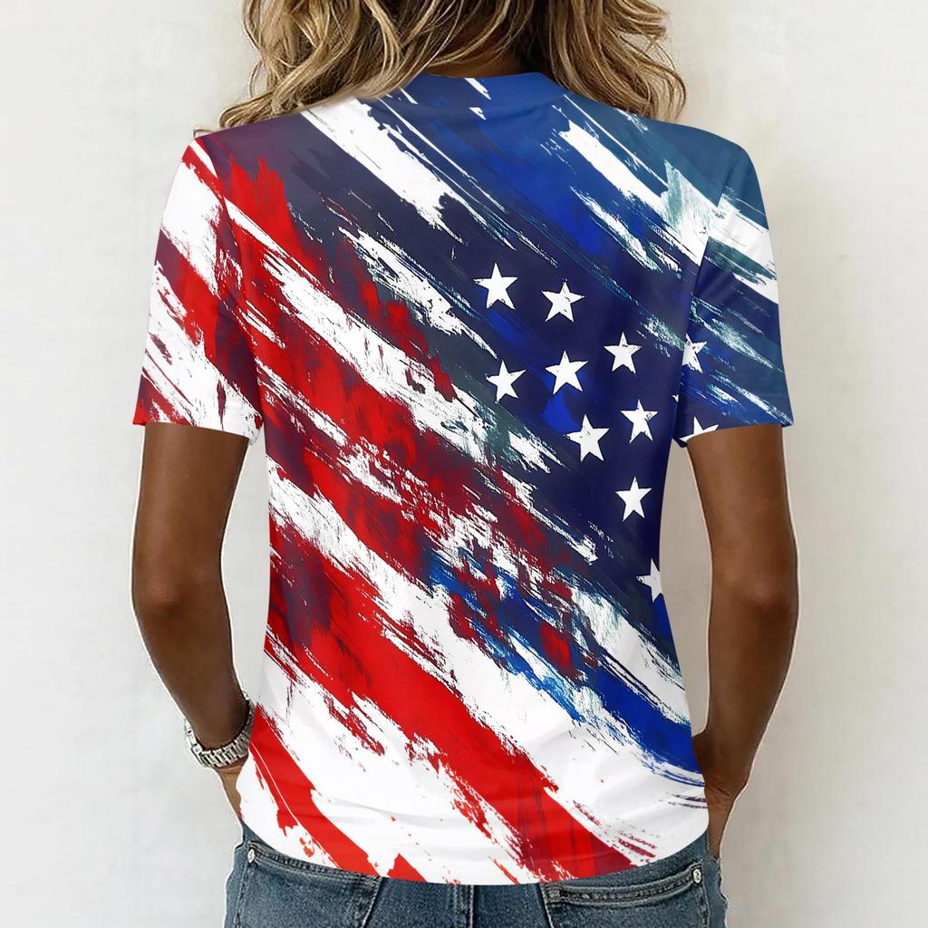 Shirts For Women Trendy V Neck T Shirts Casual Printed Blouse Tops For Women