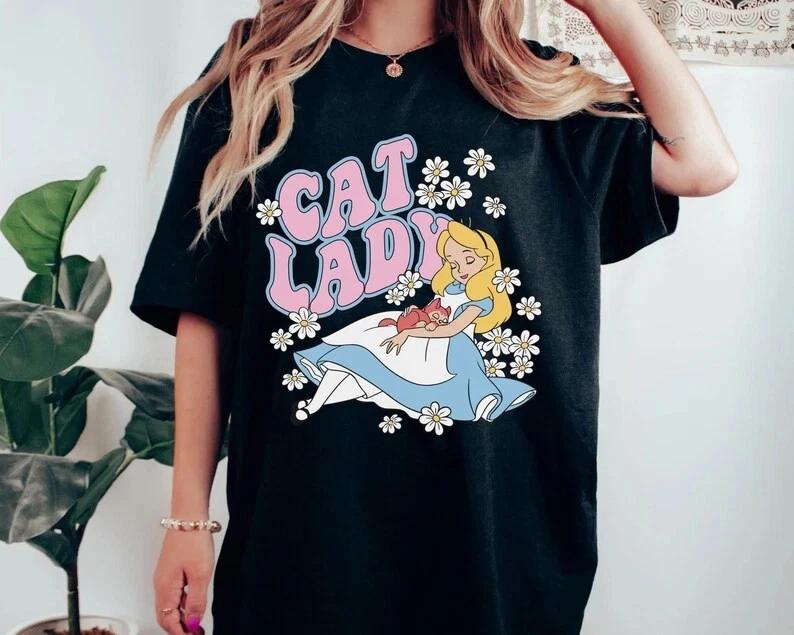 Alice In Wonderland Cat Lady Alice Princess And Dinah Cat Tshirt Unisex Unisex S