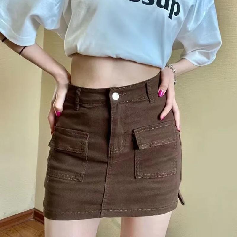 Summer Denim Short Skirt Women Sexy Slim High Wiast Wrap Hip Mini Skirts Woman Korean Chic Pockets Shorts Jeans Skirt