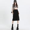 Spring and Summer Silk Denim Skirt for Women In Women's Summer New Black High Waist with Front Slit To Show Temperament