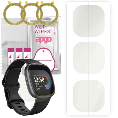 3x apgo Hydrogelová matná ochrana displeje pro Fitbit Versa 4, Hydrogelová fólie, Flexibilní, Měkké TPU s polohovací vrstvou snadná instalace