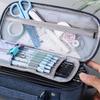 High Capacity Pen Case with Handle 5 Section Canvas Pencil Case Large Pencil Pouches Travel Cosmetic Bag 24x8.5x11cm