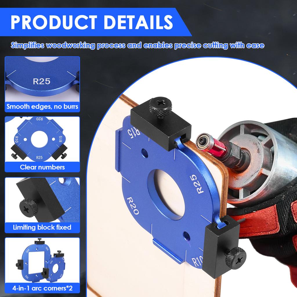 Woodworking Router Corner Radius Template Durable Aluminum Alloy Router Templates  8 Radius to Choose for Furniture Edges or DIY