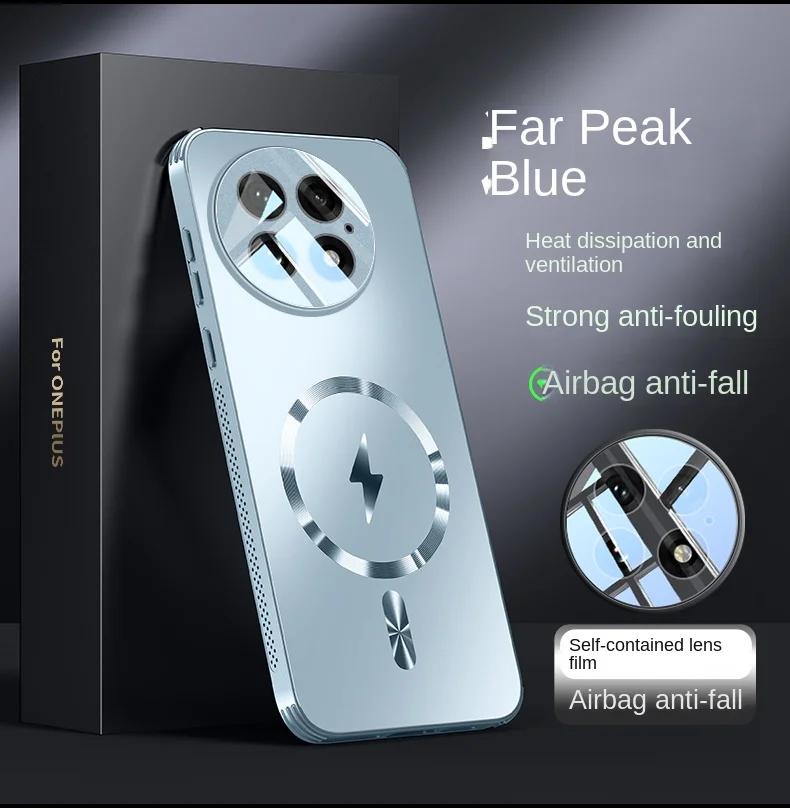 

Для OnePlus 13 Чехол Твердый Матовый Магнитная беспроводная зарядка Защита Объектива Задняя Крышка Чехол Для OnePlus13 12 One Plus 13 12 Корпус For OnePlus 13 синий