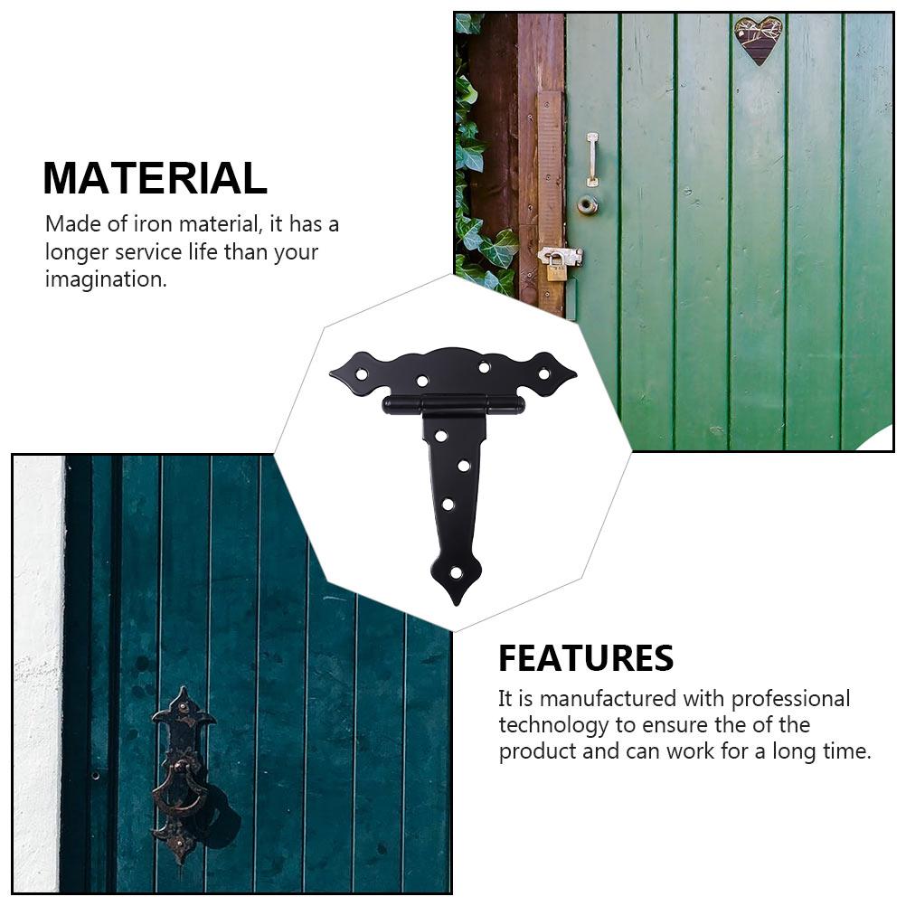 Black Iron Heavy Duty T Hinge Barn Door Hinges Shed Hinges For Fence Yard Gate Hardware Hinge Garden Door Furniture Hinges