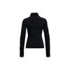 Under Armour Solid Color Logo Print High Neck Slim Fit Vintage Long Sleeve T-Shirt Women Tops Black 1371576-001