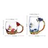 Christmas Gift Coffee Mug Tea Cup with Lid Saucer Birthday Gift for Women Friend Mother's Valentine's Day Rose Butterfly Cup Wedding Anniversary