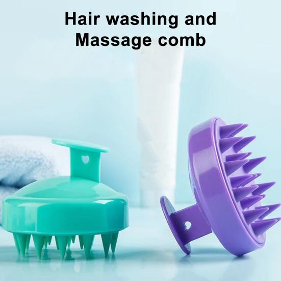 Shampoo Brush Ergonomic Handle Soft Silicone Scalp Scrubber Stimulates Scalp Acupoints Promotes Blood Circulation Spa Scalp Massager Brush