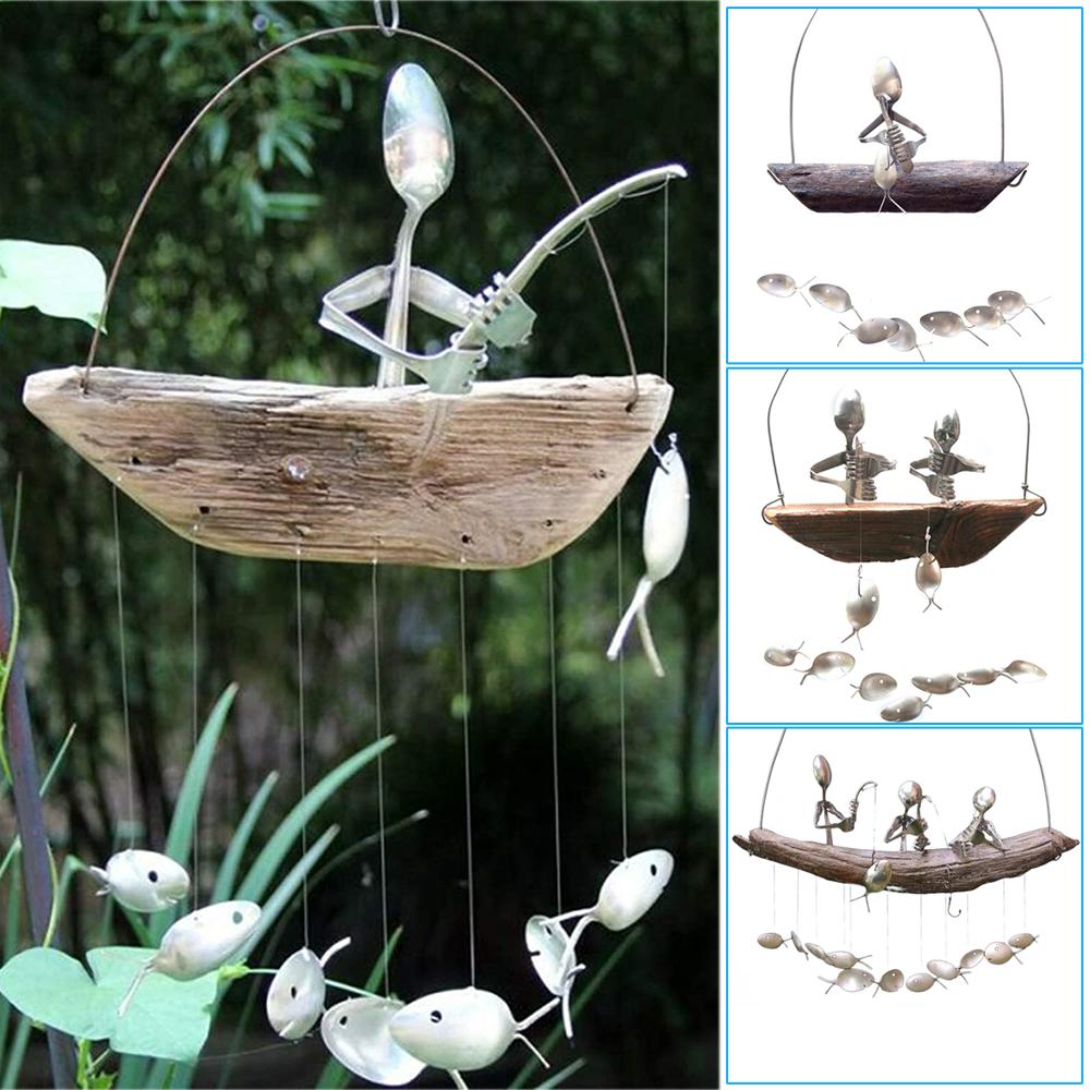 Creative Fishing Man Wind Chime for Garden Decoration and Relaxation