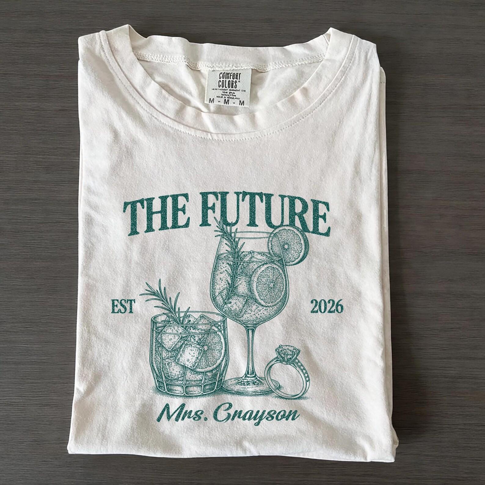 Comfort Colors Future Mrs. Shirt, Custom Bride Engagement T-Shirt, Retro Bridal Shower Bachelorette Party 2XL