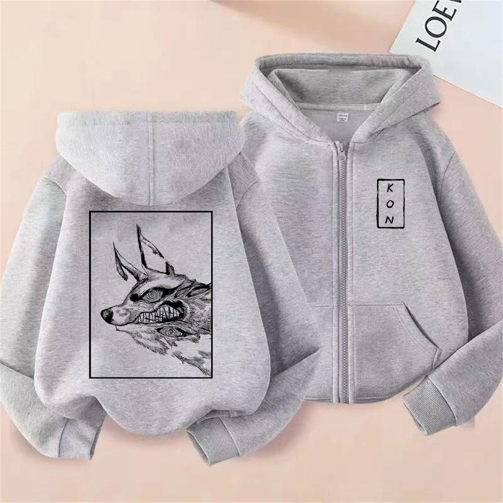 Anime Chainsaw Man Hayakawa Aki Liščí démon Kon Zipová mikina s kapucí Pánská Dámská Manga Nadměrná Zapínací bunda Pánské Vintage Ležérní Mikiny