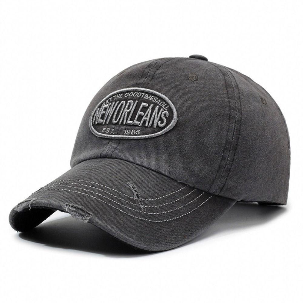 Letter NEWORLEANS Distressed Faded Cap Broken Hole Sunscreen Hats  For Man Women Outdoor Sports