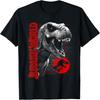 Camiseta Gráfica com Logo de T-Rex em Grade do Mundo Jurássico Camiseta