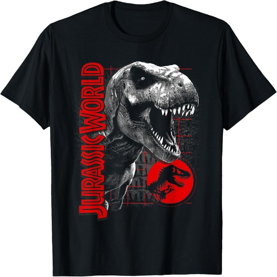 Jurassic World T-Rex Grid Background Logo Graphic T-Shirt T-Shirt XXXXXL чёрный