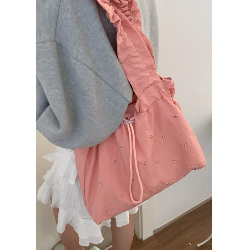 Летняя Маленькая Свежая Литературная Сумка-Тоут из Холста Женская 2025 Новая Корейская Плиссированная Сумка Универсальная Большая Вместимость