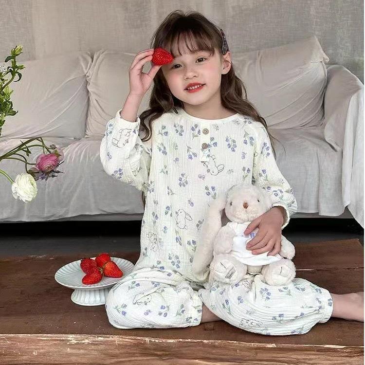 

2026 Spring/Autumn Kids Pajama Set: Cartoon Long Sleeve Air Conditioning Suit for Girls 160cm (for height 145-155cm)