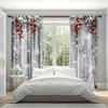 Set Of 2 Jit Snowflake Berries Printing Curtain Polyester Drapes Winter Christmas Window Decor Home Dec With Rod Pocket Blackout
