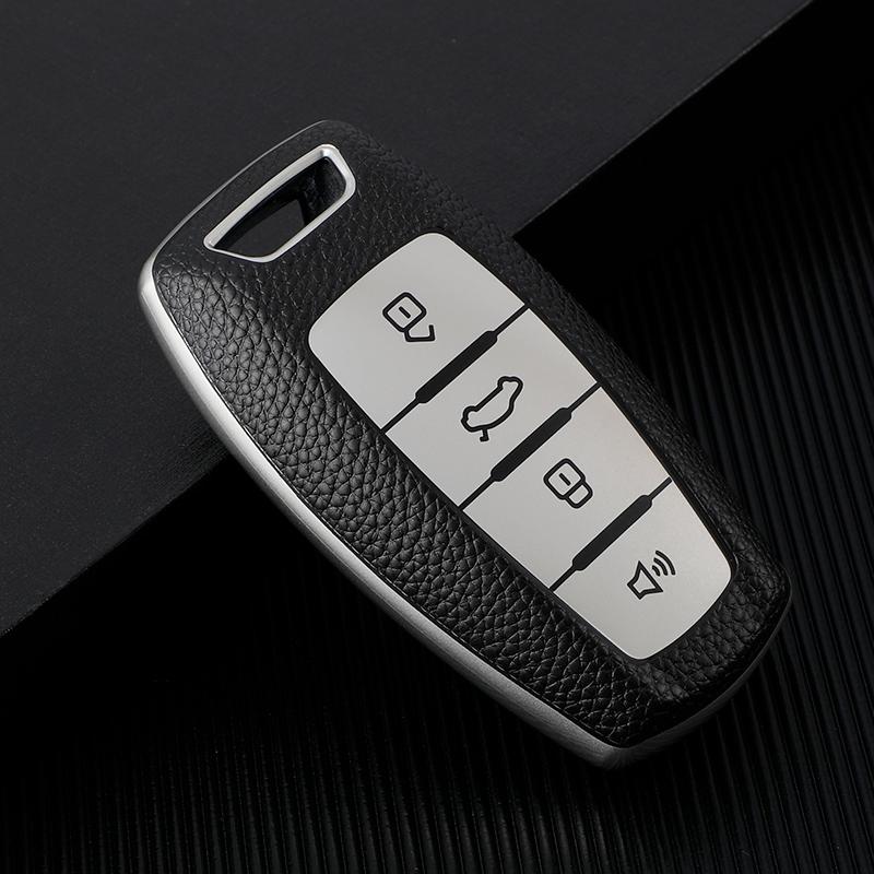 

For Great Wall Haval Hover H1 H4 H6 H7 H8 H9 GMW Coupe TPU Leahter Car Remote 4 Button Key Cover Case Shell Bag Holder Keychain срібний