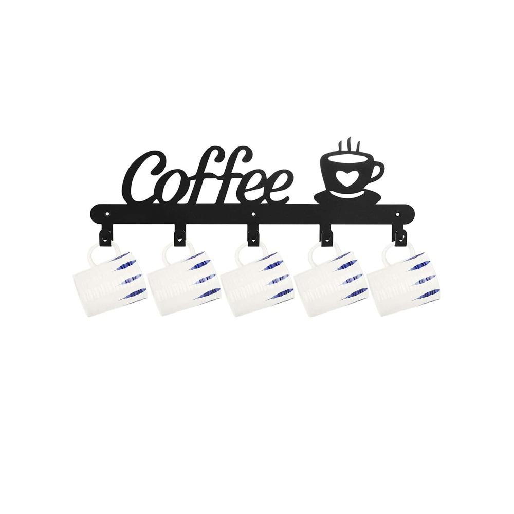 Metal Coffee Cup Holder Wall Mount Rack, 1pc, Iron Art Kitchen Storage Organizer, Barware