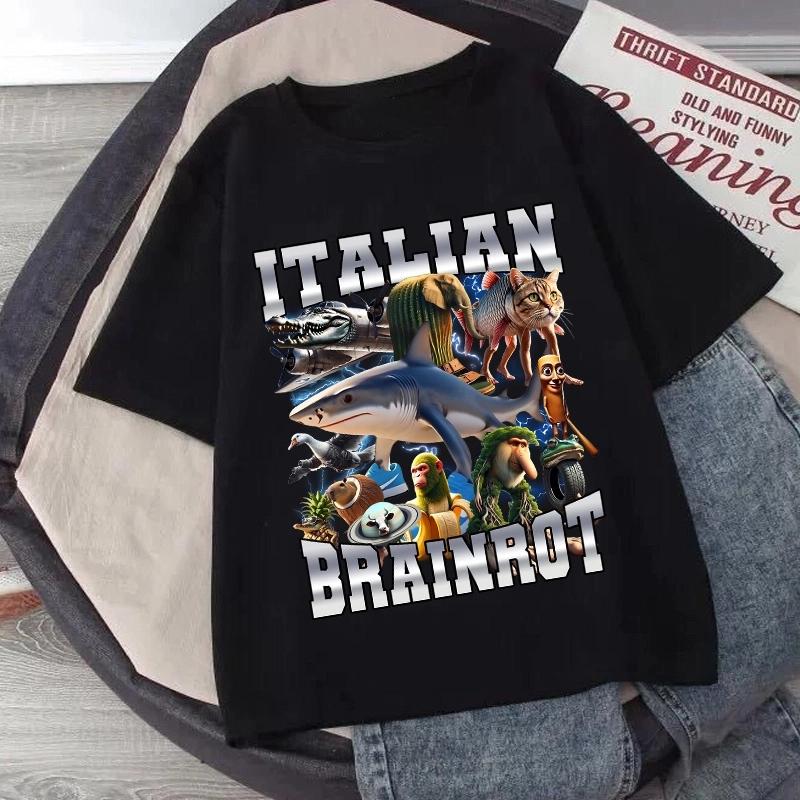 

Тралалеро Тралала Мальчики Принтованные Подростковые Яркие Повседневные Топы Футболка Мальчики и Девочки Повседневная Свободная Ретро Футболка с Коротким Рукавом 140cm