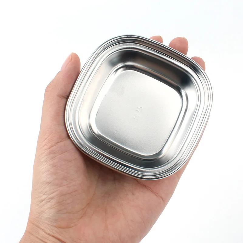 Stainless Steel 3 Lattice Herbal Soy Sauce Vinegar Sauce Dish Snack Plate Divided Serving Dish Plate Tray Home Kitchen Tableware