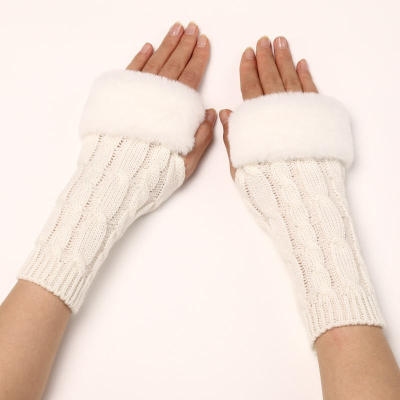 Botvotee Y2k Accessories Arm Sleeves Women Arm Warmers Free Shipping Furry Knit Winter Fingerless Gloves Half Finger Oversleeve