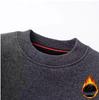 Men's Sweatercoat Autumn Winter O-Neck Knit Letter Plush Fleece Lined Warm Wool Pullover Sweater Men Bottoming Pullovers Jumper