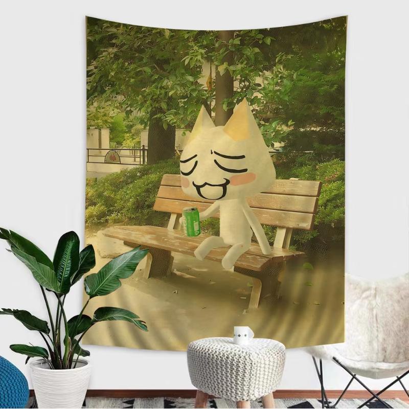 Retro Japanese Anime Tapestry Cute Polyester Wall Hanging Bedroom Dormitory Room Home Decoration 100X70CM