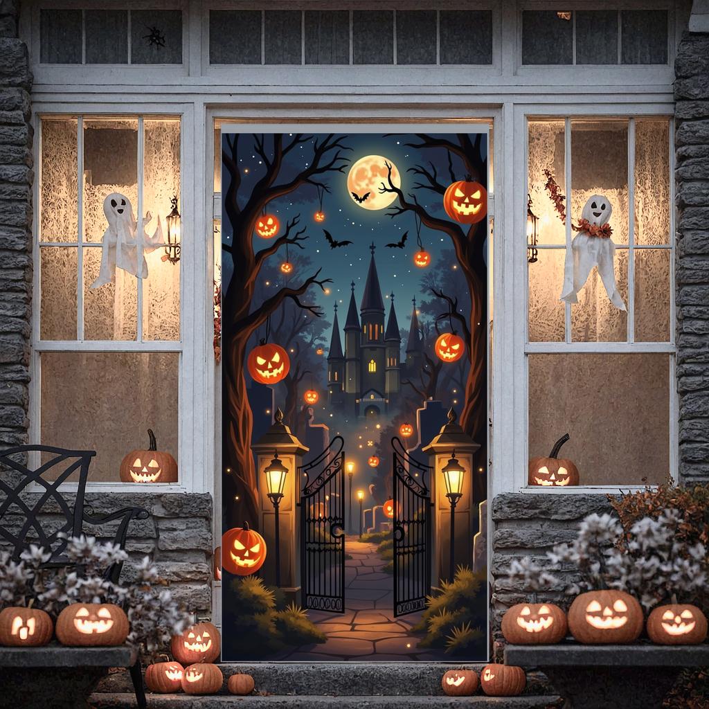 Halloween Banner Night Scene Haunted House Banner Spooky Banner Gothic Design For Halloween Night Halloween Party Haunted House