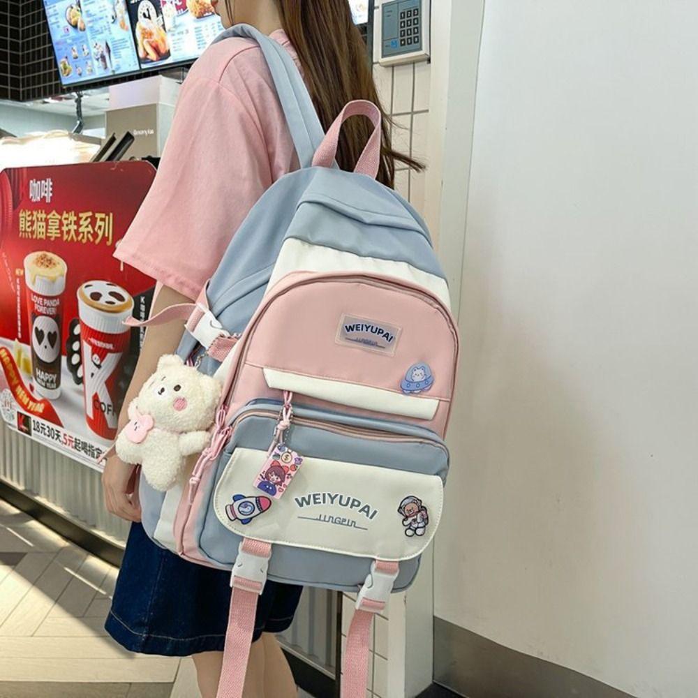 Multi Pockets Girls Shoulder Bags Ins High School Backpacks Portable Students School Bags  Girl
