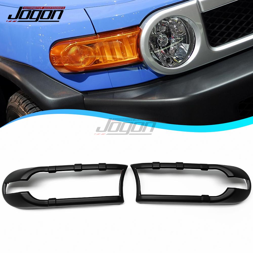 

ABS Chrome Car Front Head Light Frame Headlight Protection Cover Trim Styling For Toyota FJ Cruiser XJ10 2006- Accessories Headlight Black