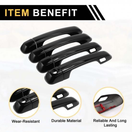 4 st Yttre dörrhandtagsskydd för Toyota 4Runner 2010- med 2 knappsatser Svart
