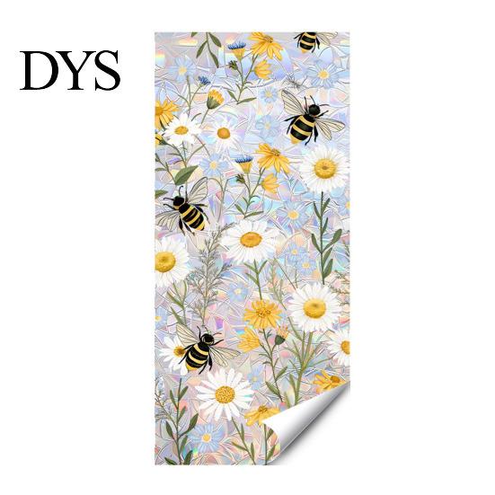 Blumenmuster Fensterfolie Sonnenfänger Statische Folie, Schmetterling Selbstklebender Glasaufkleber, Heimdeko Abdeckung Abnehmbar Sichtschutz für Büro