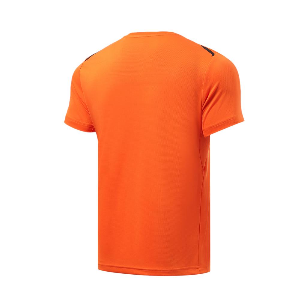 Li Ning Trainingsserie Einfarbig Schnelltrocknend Atmungsaktiv Laufen Training Fitness Kurzarm T-Shirt Herren Oberteile Kaki-Orange ATSR241-4