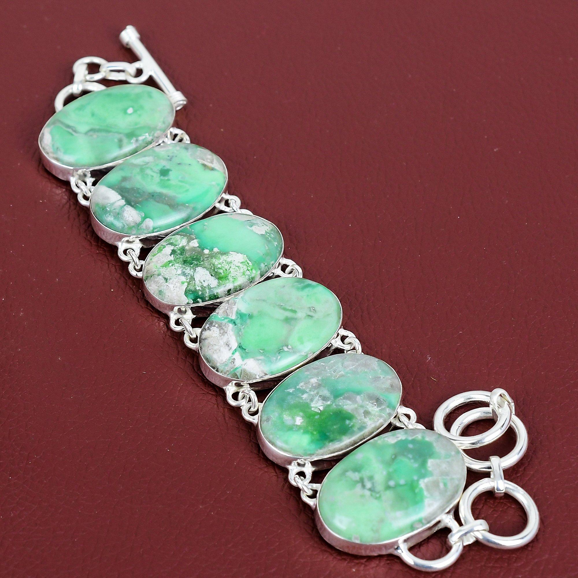 Variscite bracelet genuine gemstone bracelet handmade brand new jewelry 925 sterling silver bracelet adjustable chain bracelet gifts for him Adjustable