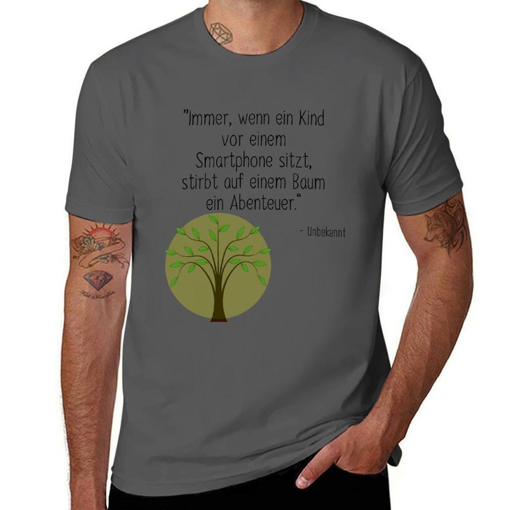 Child In Front Of Smartphone Adventure On Tree Dies Tshirt Gym Wear Breathable Short Sleeve Tee