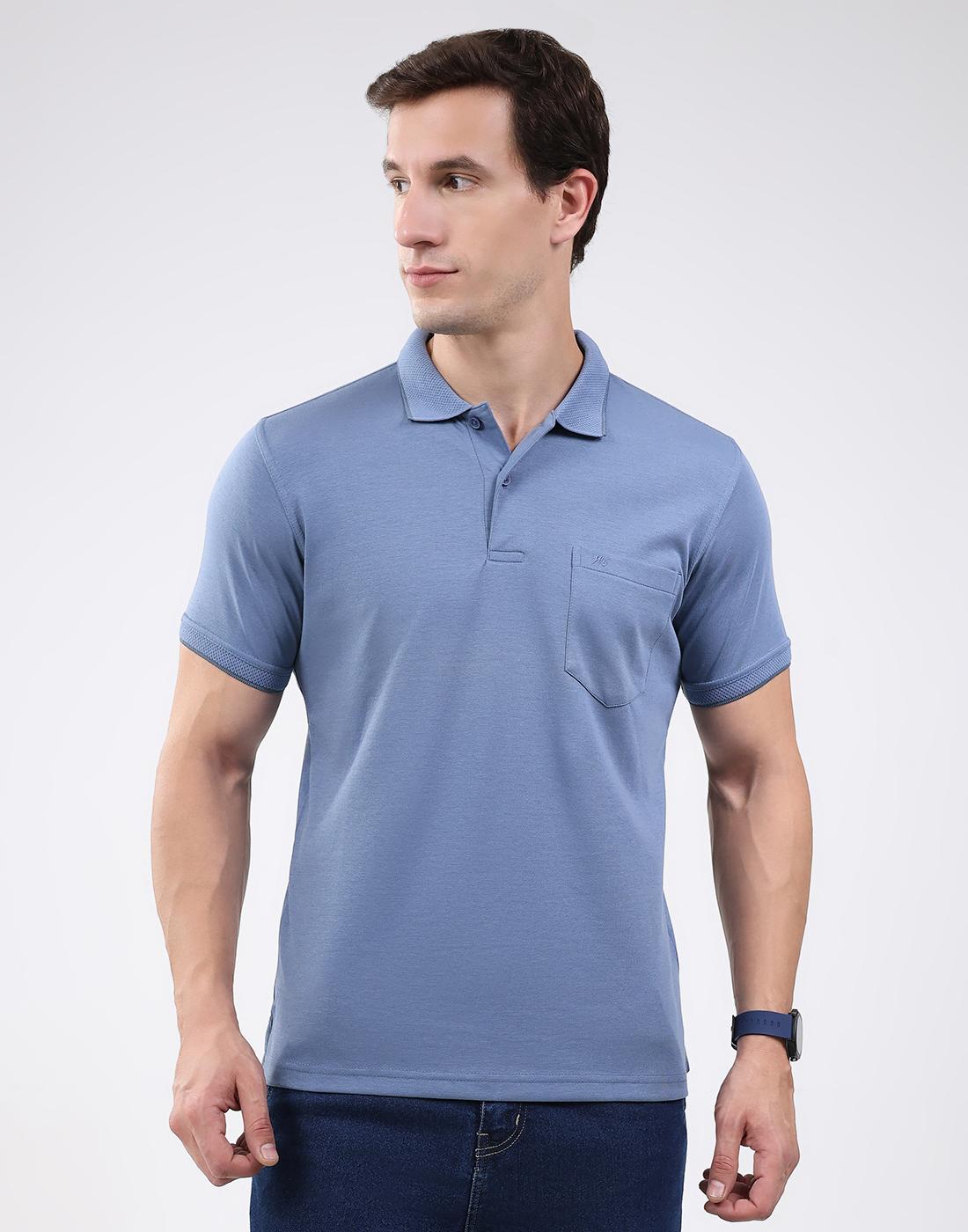 Monte Carlo Men s Collar Half Sleeve Tshirt L синий